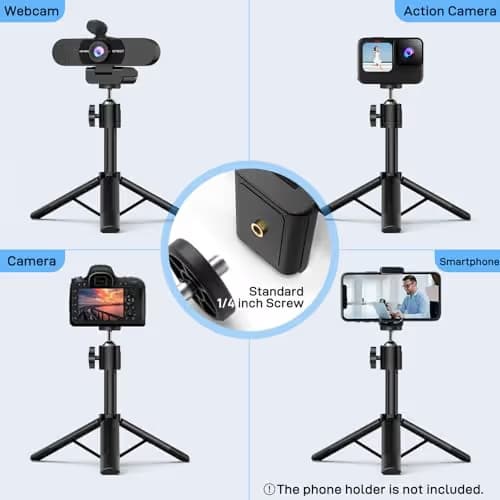 EMEET C960 Webcam with Tripod, 1080P Webcam with Microphone, Adjustable Height Mini Tripod, C960 Web Camera with Privacy Cover, Plug & Play with Stand for Zoom/Skype/YouTube/FaceTime image