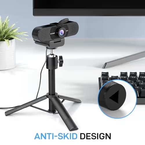 EMEET C960 Webcam with Tripod, 1080P Webcam with Microphone, Adjustable Height Mini Tripod, C960 Web Camera with Privacy Cover, Plug & Play with Stand for Zoom/Skype/YouTube/FaceTime image