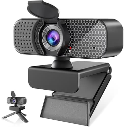 Kemeiv 1080P Webcam PC Webcam with Microphoneand Physical Privacy Cover, Noise-CancelingMicrophone, Auto Light Correction, Ultra WideAngle for Conferences/Online Courses/LiveStreaming/Zoom/YouTube main image