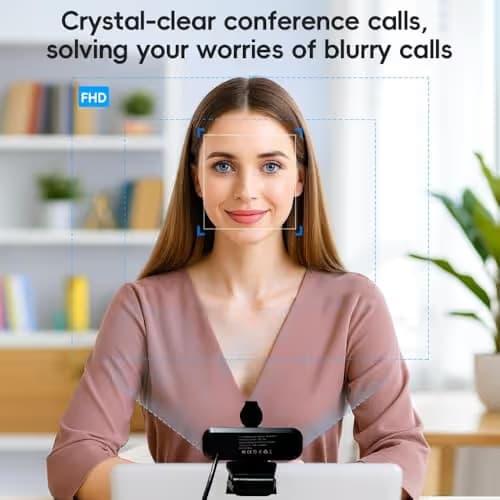 Kemeiv 1080P Webcam PC Webcam with Microphoneand Physical Privacy Cover, Noise-CancelingMicrophone, Auto Light Correction, Ultra WideAngle for Conferences/Online Courses/LiveStreaming/Zoom/YouTube image