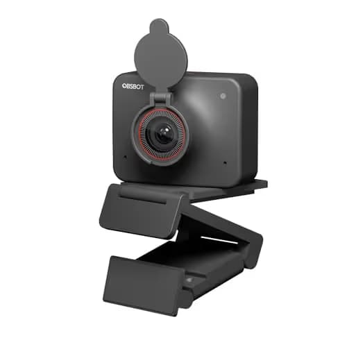 OBSBOT Meet AI-Powered 4K Webcam, AI Framing & Autofocus, Webcam with Microphone, Background Bokeh, 60 FPS, HDR Low-Light Correction, Beauty Mode, Webcam for PC, Streaming, Conference, Gaming, etc. image