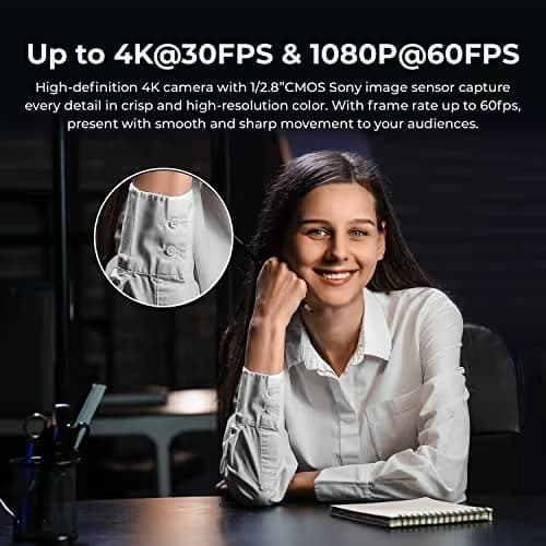 OBSBOT Meet AI-Powered 4K Webcam, AI Framing & Autofocus, Webcam with Microphone, Background Bokeh, 60 FPS, HDR Low-Light Correction, Beauty Mode, Webcam for PC, Streaming, Conference, Gaming, etc. image