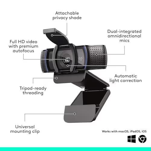 Logitech C920e HD 1080p Mic-Disabled Webcam, Certified for Zoom and Microsoft Teams, TAA Compliant image