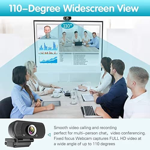 Webcam HD 1080p ,Live Streaming HD Camera with Stereo Microphone, PC Desktop or Laptop USB Webcam with 110 Degree View Angle, for Switch 2,Video Calling, Recording, Conferencing, Streaming, Gaming image