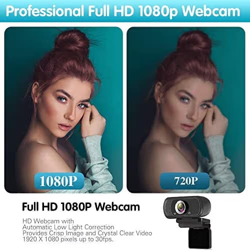Webcam HD 1080p ,Live Streaming HD Camera with Stereo Microphone, PC Desktop or Laptop USB Webcam with 110 Degree View Angle, for Switch 2,Video Calling, Recording, Conferencing, Streaming, Gaming image