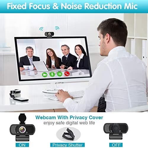 Webcam HD 1080p ,Live Streaming HD Camera with Stereo Microphone, PC Desktop or Laptop USB Webcam with 110 Degree View Angle, for Switch 2,Video Calling, Recording, Conferencing, Streaming, Gaming image