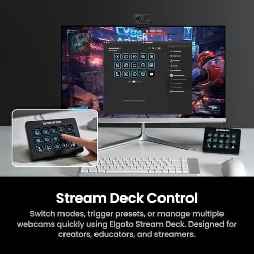 Insta360 Link 2C Pro – 4K Webcam for PC/Mac, 1/1.3” Sensor, Low-Light, Auto Framing, HDR, Directional Noise-Canceling Mics, Supports Stream Deck, Zoom, Teams, Twitch for Streaming or Meetings image
