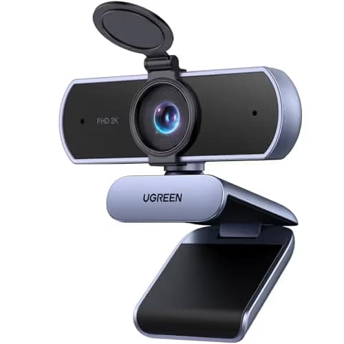 UGREEN 2K Webcam for PC Ultra HD 1080P Computer Webcam with Microphone, PC Camera with Privacy Cover, USB Web Camera for Streaming, Conference, Video Calling, Zoom, Skype, Teams, FaceTime, Grey main image