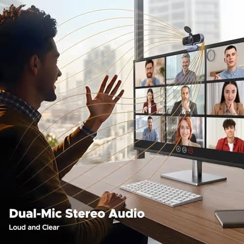 UGREEN 2K Webcam for PC Ultra HD 1080P Computer Webcam with Microphone, PC Camera with Privacy Cover, USB Web Camera for Streaming, Conference, Video Calling, Zoom, Skype, Teams, FaceTime, Grey image