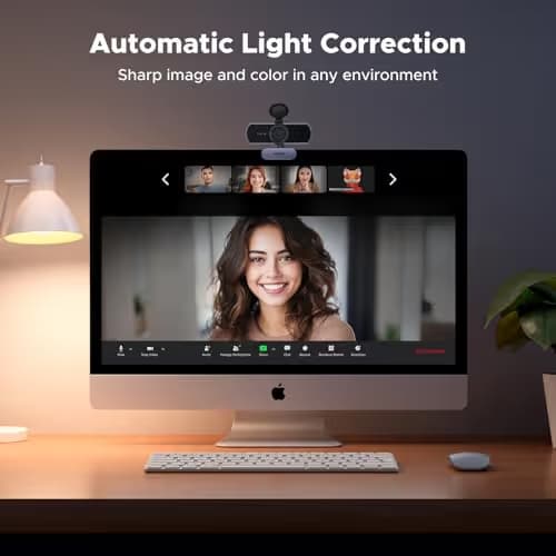 UGREEN 2K Webcam for PC Ultra HD 1080P Computer Webcam with Microphone, PC Camera with Privacy Cover, USB Web Camera for Streaming, Conference, Video Calling, Zoom, Skype, Teams, FaceTime, Grey image