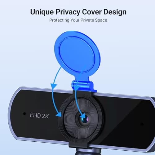 UGREEN 2K Webcam for PC Ultra HD 1080P Computer Webcam with Microphone, PC Camera with Privacy Cover, USB Web Camera for Streaming, Conference, Video Calling, Zoom, Skype, Teams, FaceTime, Grey image