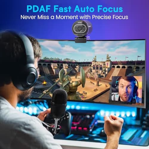 EMEET S600 4K Webcam for Streaming - Sony 1/2.55'' Sensor, PDAF Autofocus, 1080P@60FPS, 2 Noise Reduction Mics, Built-in Privacy Cover, 73° FOV, Streaming Camera for Live Commerce/Gaming/Beauty image