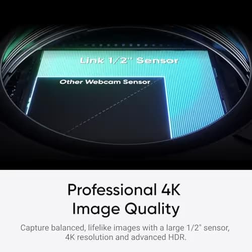 Insta360 Link 2C - 4K Webcam for PC/Mac, 1/2" Sensor, Auto Framing, HDR, AI Noise-Canceling Mic, Gesture Control for Streaming, Video Calls, Gaming, Works with Zoom, Teams, Twitch & More image