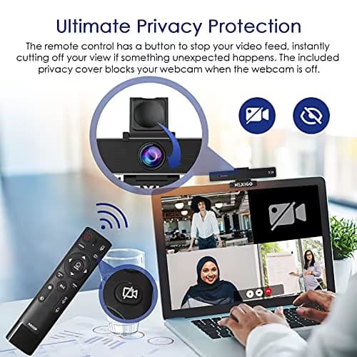 Zoom Certified, NexiGo N950P 4K Zoomable Webcam with Remote Control, Sony_Starvis Sensor, 5X Digital Zoom, Pro Web Camera with Dual Stereo Mics, for Zoom Skype Teams Twitch image
