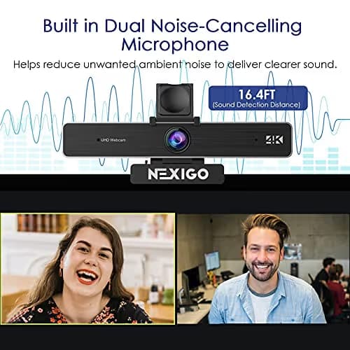 Zoom Certified, NexiGo N950P 4K Zoomable Webcam with Remote Control, Sony_Starvis Sensor, 5X Digital Zoom, Pro Web Camera with Dual Stereo Mics, for Zoom Skype Teams Twitch image