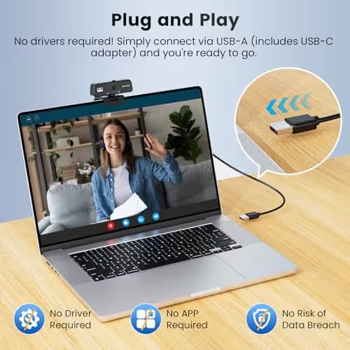 cbeyook Basic 4K Autofocus Webcam, 90° Wide Angle Computer Camera with Adjustable Monitor Clip, Built-in Mic & Plug and Play for Windows Mac, Perfect for Zoom Meetings & Remote Work image