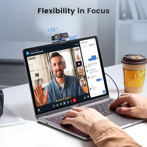 cbeyook Basic 4K Autofocus Webcam, 90° Wide Angle Computer Camera with Adjustable Monitor Clip, Built-in Mic & Plug and Play for Windows Mac, Perfect for Zoom Meetings & Remote Work image