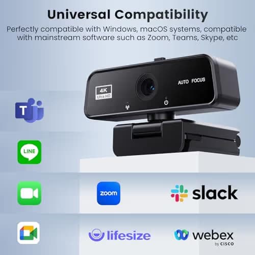 cbeyook Basic 4K Autofocus Webcam, 90° Wide Angle Computer Camera with Adjustable Monitor Clip, Built-in Mic & Plug and Play for Windows Mac, Perfect for Zoom Meetings & Remote Work image