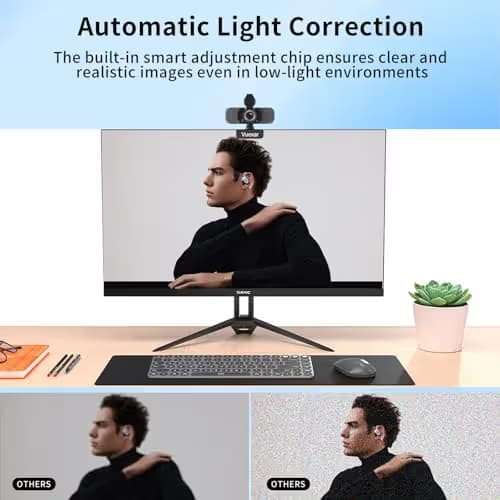 Vuexar 2K Webcam with Microphone, Web Camera withTripod, Dual Mics, Plug & Play Computer Camera for Online Calling, Cameras for Desktop PC or Laptop Zoom/Teams/Facetime image