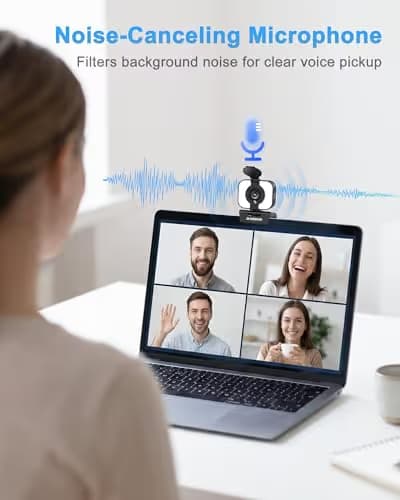 Atatat 2K Webcam for PC with Microphone & Light & Privacy Cover, Web Camera for Desktop/Laptop/Monitor/Mac, Autofocus USB Computer Camera for Zoom/Skype/Teams/Video Calling/Meeting/Streaming image