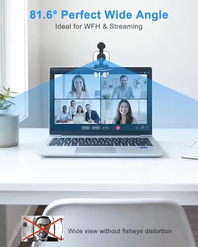 Atatat 2K Webcam for PC with Microphone & Light & Privacy Cover, Web Camera for Desktop/Laptop/Monitor/Mac, Autofocus USB Computer Camera for Zoom/Skype/Teams/Video Calling/Meeting/Streaming image