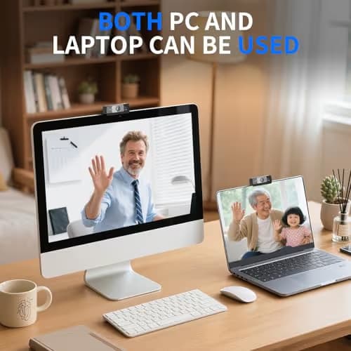 24MP 4K Ultra HD Web Camera with Microphone, USB Computer Camera for PC, Laptop, Mac, Plug and Play Desktop Web Cam for Streaming, Zoom, Teams, 4K Webcam with Auto Light Correction & Wide Angle image