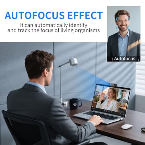 24MP 4K Ultra HD Web Camera with Microphone, USB Computer Camera for PC, Laptop, Mac, Plug and Play Desktop Web Cam for Streaming, Zoom, Teams, 4K Webcam with Auto Light Correction & Wide Angle image