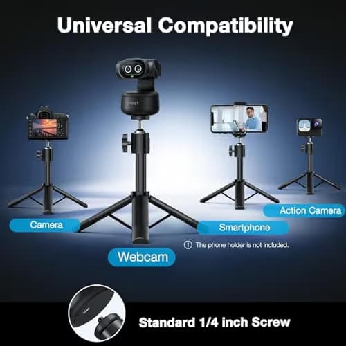 EMEET PIXY Dual-Camera AI-Powered PTZ Camera 4K with Tripod, AI Tracking, PDAF&AI Autofocus 0.2s, 1/2.55'' Sony Sensor, 3 Mics, Presets, 4K Webcam for Streaming, OBS/Twitch/Switch 2 Compatible image