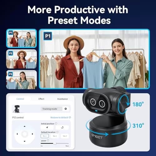 EMEET PIXY Dual-Camera AI-Powered PTZ Camera 4K with Tripod, AI Tracking, PDAF&AI Autofocus 0.2s, 1/2.55'' Sony Sensor, 3 Mics, Presets, 4K Webcam for Streaming, OBS/Twitch/Switch 2 Compatible image