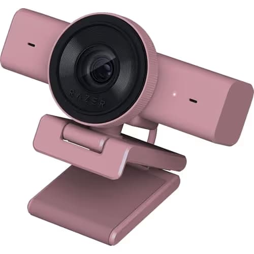 Razer Kiyo V2 X Streaming Webcam: 1440p 60 FPS - Auto Focus - Built-in Microphone - Wide Angle Lense - Integrated Privacy Shutter - Works with OBS, Xsplit, Streamlabs, Discord, Zoom, Teams - Pink image