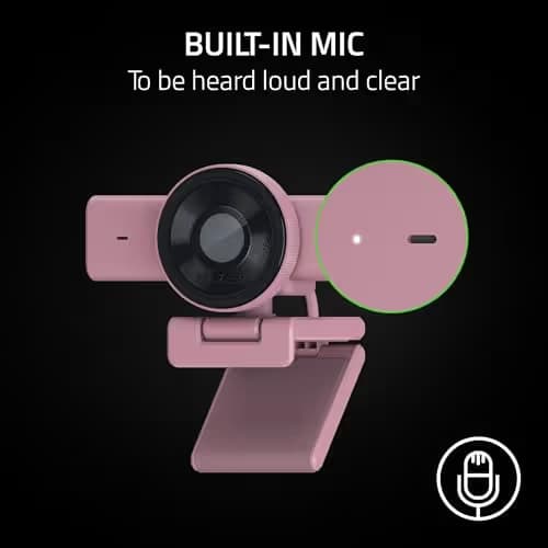 Razer Kiyo V2 X Streaming Webcam: 1440p 60 FPS - Auto Focus - Built-in Microphone - Wide Angle Lense - Integrated Privacy Shutter - Works with OBS, Xsplit, Streamlabs, Discord, Zoom, Teams - Pink image