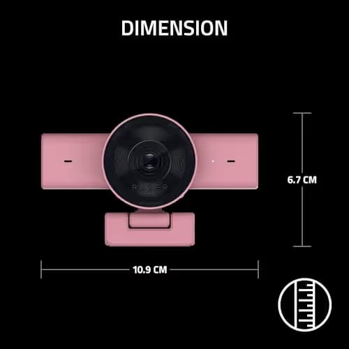 Razer Kiyo V2 X Streaming Webcam: 1440p 60 FPS - Auto Focus - Built-in Microphone - Wide Angle Lense - Integrated Privacy Shutter - Works with OBS, Xsplit, Streamlabs, Discord, Zoom, Teams - Pink image