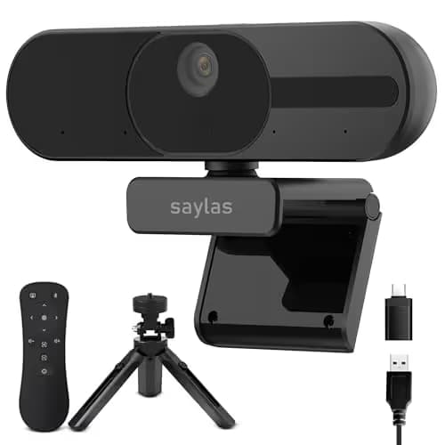 saylas 4K Webcam with Microphone and Speaker, 120° FOV Wide Angle Web cam with Remote, Noise-Cancelling Mics, Auto Focus, Privacy Cover, Plug & Play Web Camera for Computer, USB Webcam for Pc, Laptop main image