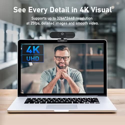 saylas 4K Webcam with Microphone and Speaker, 120° FOV Wide Angle Web cam with Remote, Noise-Cancelling Mics, Auto Focus, Privacy Cover, Plug & Play Web Camera for Computer, USB Webcam for Pc, Laptop image
