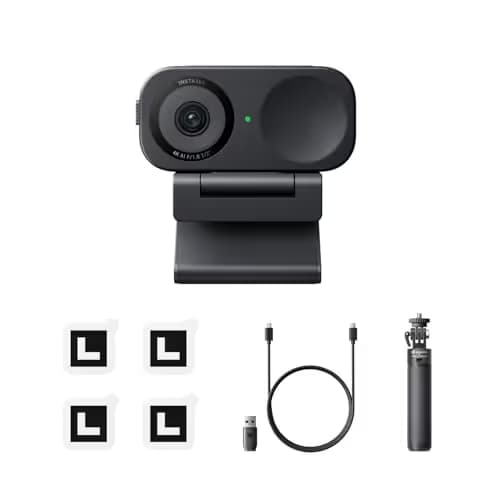 Insta360 Link 2C Tripod Bundle - 4K Webcam for PC/Mac, 1/2" Sensor, Auto Framing, HDR, AI Noise-Canceling Mic, Gesture Control for Streaming, Video Calls, Gaming, Works with Zoom, Teams, Twitch & More image