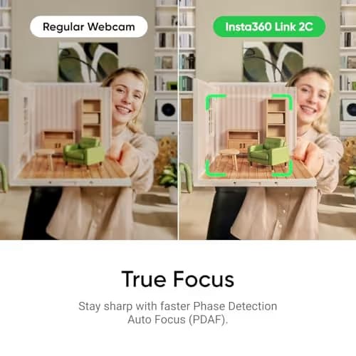 Insta360 Link 2C Tripod Bundle - 4K Webcam for PC/Mac, 1/2" Sensor, Auto Framing, HDR, AI Noise-Canceling Mic, Gesture Control for Streaming, Video Calls, Gaming, Works with Zoom, Teams, Twitch & More image