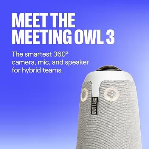 Owl Labs Meeting Owl 3 - 360° 1080p HD Conference Room Camera, AI-Driven Speaker-Tracking, 18-Foot Mic Pickup - Certified for Microsoft Teams - Works with Zoom, Google Meet - Plug & Play Setup image