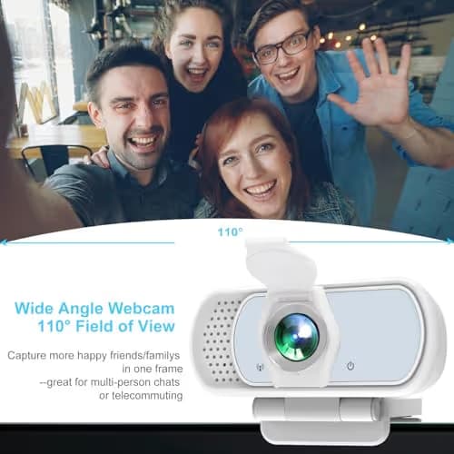 XPCAM Full HD 1080P White Webcam with Privacy Shutter and Tripod, Pro Streaming Web Camera with Microphone, Widescreen USB Computer Camera for Laptop Desktop Mac image