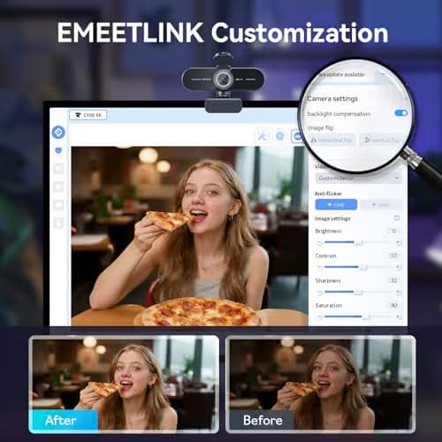 EMEET C60E 4K Webcam for Streaming & Gaming – PDAF Autofocus, Dual Mics, Live Streaming Camera with Auto Light Correction, Plug & Play USB Webcam for PC & Mac image