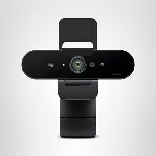Logitech Brio 4K Webcam, Video Calling, Noise-Cancelling mic, HD Auto Light Correction, Wide Field of View, Windows Hello Works with Microsoft Teams, Zoom, Google Meet, PC/Mac/Laptop/MacBook/Tablet image