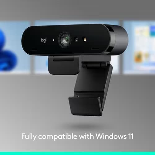 Logitech Brio 4K Webcam, Video Calling, Noise-Cancelling mic, HD Auto Light Correction, Wide Field of View, Windows Hello Works with Microsoft Teams, Zoom, Google Meet, PC/Mac/Laptop/MacBook/Tablet image