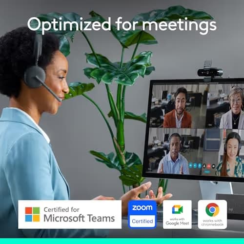 Logitech Brio 4K Webcam, Video Calling, Noise-Cancelling mic, HD Auto Light Correction, Wide Field of View, Windows Hello Works with Microsoft Teams, Zoom, Google Meet, PC/Mac/Laptop/MacBook/Tablet image