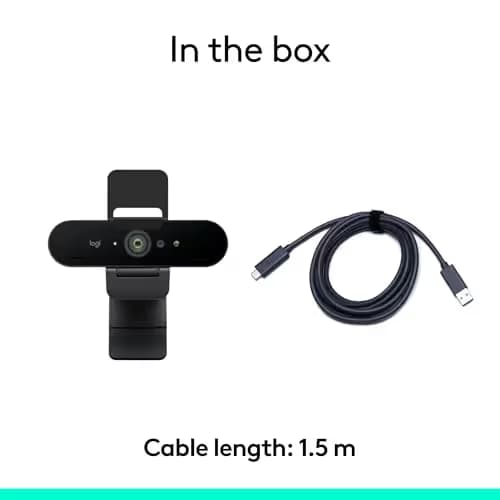 Logitech Brio 4K Webcam, Video Calling, Noise-Cancelling mic, HD Auto Light Correction, Wide Field of View, Windows Hello Works with Microsoft Teams, Zoom, Google Meet, PC/Mac/Laptop/MacBook/Tablet image