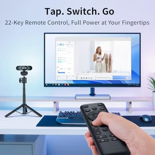 EMEET C60E Dual-Camera 4K Webcam for Streaming, Wide-Angle and Telephoto Cameras, Max 11X Hybrid Zoom & PDAF Autofocus, Remote Control, RGB Lighting, 2 Mics, Ideal for Livestreaming and Online Meeting image