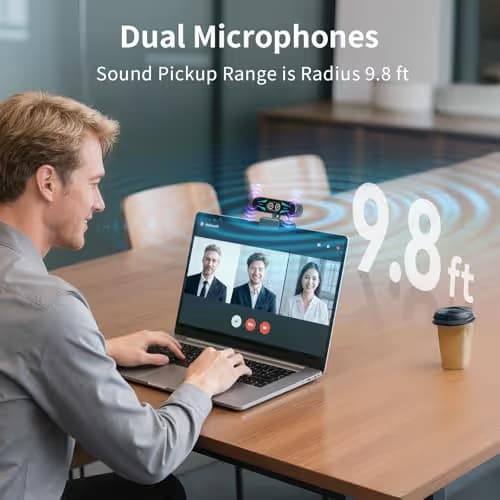 EMEET C60E Dual-Camera 4K Webcam for Streaming, Wide-Angle and Telephoto Cameras, Max 11X Hybrid Zoom & PDAF Autofocus, Remote Control, RGB Lighting, 2 Mics, Ideal for Livestreaming and Online Meeting image