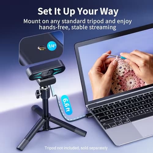 EMEET C60E Dual-Camera 4K Webcam for Streaming, Wide-Angle and Telephoto Cameras, Max 11X Hybrid Zoom & PDAF Autofocus, Remote Control, RGB Lighting, 2 Mics, Ideal for Livestreaming and Online Meeting image