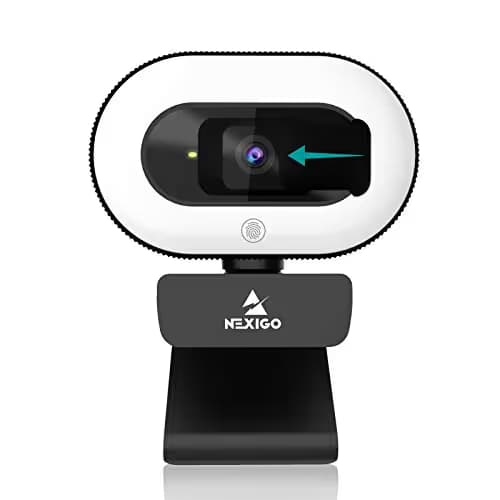 NexiGo StreamCam N930E with Software, 1080P Webcam with Ring Light and Privacy Cover, Auto-Focus, Plug and Play, Web Camera for Online Learning, Zoom Meeting Skype Teams, PC Mac Laptop Desktop image