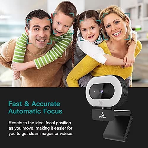 NexiGo StreamCam N930E with Software, 1080P Webcam with Ring Light and Privacy Cover, Auto-Focus, Plug and Play, Web Camera for Online Learning, Zoom Meeting Skype Teams, PC Mac Laptop Desktop image