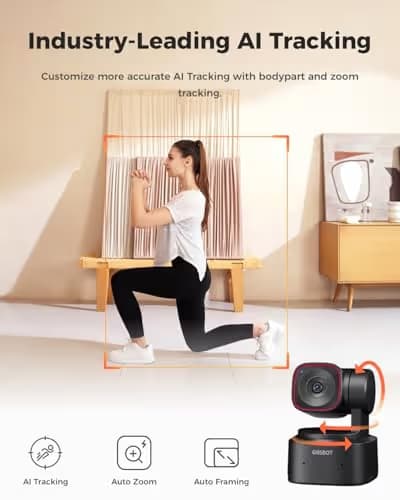 OBSBOT Tiny 2 Lite 4K Webcam for PC, AI Tracking PTZ Streaming Camera with 1/2" Sensor, Gesture Control, 60 FPS, HDR, Microphones, Web Camera for Desktop Computer, Laptop, Meeting, Video Calls, etc. image