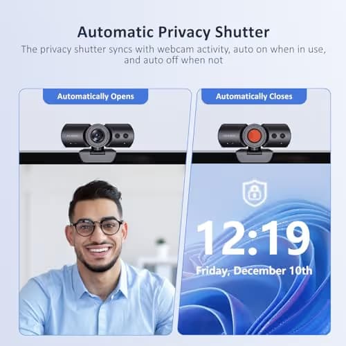 NexiGo HelloCam Pro, Webcam with Windows Hello, 1080P 60FPS Autofocus, True Privacy, Automatic Electronic Shutter, Computer Camera, Microphone, Facial Enhancement, HD USB Web Cam image